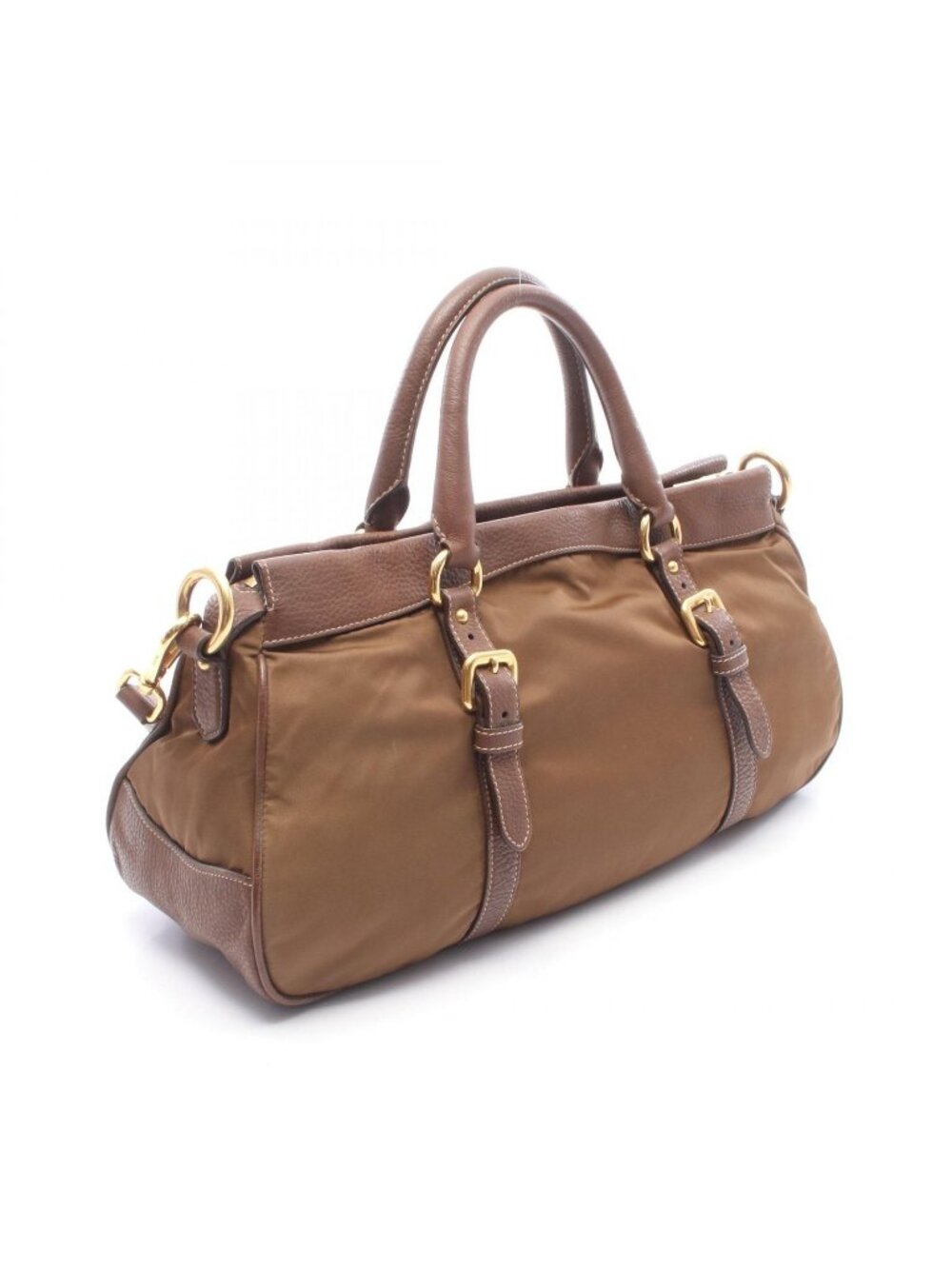 Prada Handbag Tessuto Vitdai 2-Way Brown Nylon Leather